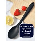 28 cm Ekstra Sert Uçlu Servis Kaşığı Yanmaz Yapışmaz Silikon Kaşık