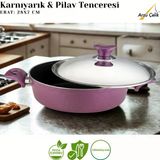 28 Cm Granit Karnıyarık & Pilav Tenceresi Çelik Kapak - Mürdüm