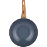 28 cm Seramik Wok Tava Siyah, Dayanıklı ve Şık Mutfak Gereciği - Seçenek 1 - Ahşap