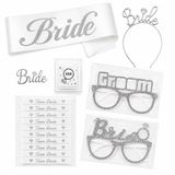 28 Parça Gümüş Beyaz Bekarlığa Veda Parti Aksesuar Seti – Bride Kuşak, Gümüş Taç, Bride & Groom Parti Gözlüğü, Team Bride Bileklik ve Geçici Dövme Seti