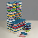 28 Parça Mikrodalga Uyumlu Organizer Saklama Kabı - 2X2400ML 4X1170ML 10X600ML 12X240ML Mavi