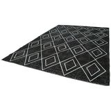 284x408 cm Geometrik Halı Siyah Geometrik Yün El Dokuma Modern Geometrik Etnik Eskitme Desenli Boho Oturma Odası Salon Yolluk Koridor Mutfak Halısı
