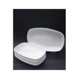 28x18cm 4 Adet Beyaz Renk Melamin Kayık Tabak Günlük Kullanım Rahatlığı İle Büyük Boy Salata Tabağı