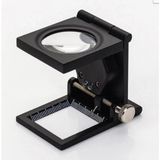 28X28 mm Katlanır Sayaçlı Metal Lüp 2 LED Işıklı Büyüteç Tekstil TH-9005A - 28 x 28 mm