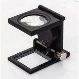 28X28 mm Katlanır Sayaçlı Metal Lüp 2 LED Işıklı Büyüteç Tekstil TH-9005A - Renkli - 1