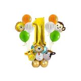 29 Adet Jungle Safari Hayvan Balonlar Set Krom Metalik Lateks Balon