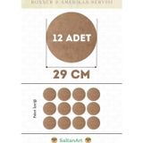 29 cm Çap 12 Adet Supla Amerikan Servis Runner MDF Duralit Magnet Altı Ahşap 3 mm (2,7 mm) Kalınlık