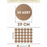 29 cm Çap 30 Adet Supla Amerikan Servis Runner MDF Duralit Magnet Altı Ahşap 3 mm (2,7 mm) Kalınlık