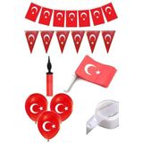 29 Ekim-19 Mayıs- 23 Nisan Süsleri Okul Kreş Süsleme Seti Türk Bayrağı Balon Çubuklu Bayrak, 5456987484654469