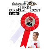 29 Ekim Atatürk Kurdelalı Rozet 1 Adet Kırmızı Beyaz Yaka Rozeti Çocuk Bayram Etkinlik 15 Cm Kokart