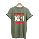 29 Ekim Cumhuriyet Bayramı Atatürk Ay Yıldız Baskılı Cumhuriyet 101 Yaşında Türkiye Tişört - 3XL - Haki Yeşil