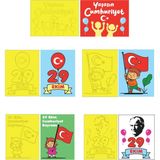 29 Ekim Cumhuriyet Bayramı Kum Boyama Kartı Seti 5 Adet Büyük Boy A4-Red Castle Kb-Rc-053-1