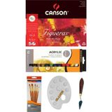 290 Gr Tuval Dokulu Defter - Daller Rowney Akrilik Boya Çalışma Seti - Glance Set - 1