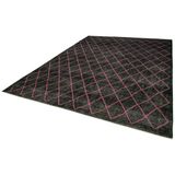 293x390 cm Geometrik Halı Siyah Geometrik Yün El Dokuma Modern Geometrik Etnik Eskitme Desenli Boho Oturma Odası Salon Yolluk Koridor Mutfak Halısı