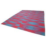 294x368 cm Degrade Kilim Kırmızı Çizgili Yün El Dokuma Modern Geometrik Etnik Eskitme Desenli Boho Oturma Odası Salon Yolluk Koridor Mutfak Halısı