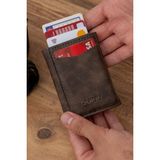 2A Bag Wallet Erkek Cüzdan Kartlık - Mekanizmalı Kartlık Cüzdan -Kağıt Para Bölmeli Kartlık Kartlık-Cüzdan - Koyu Kahverengi
