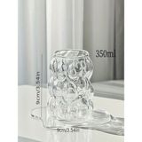 2ADET Üzüm Tipi Borosilikat Kokteyl ve Soğuk-Sıcak Kahve Bardağı Pipet Hediyeli 350 ml Bubble Bardak - 1 Adet - Şeffaf