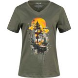 2AS Alone Baskılı V Yaka Kadın T-Shirt 413 - Haki - 2XL