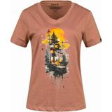 2AS Alone Kadın V Yaka Baskılı T-Shirt Kahve Renkli Standart Kol 100% Pamuklu Doğa Dostu - XL