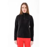 2AS Camila Kadın Yarım Fermuarlı İnce Polar Sweatshirt Siyah