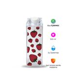 2B Bazaar Mika Süt Şişesi 500 ml | Çilek Desenli, Kapaklı, Kırılmaz, Cam Görünümlü Şişe
