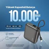 2Bb232gr Ttec Recharger Mini Lcd 10.000Mah Pd 35W Usb-C Dahili Kablolu Taşınabilir Hızlı Şarj Aleti/Powerbank - 2Bb232gr
