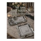 2Ddesign Söz Nişan Tepsi Takımı ve Kişiye Özel Harf İşlemeli Tepsi Örtüsü ve Kahve Tepsisi Mendili