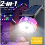2in1 Güneş Enerjili 38 Ledli Solar Sokak Lambası + Solar 8 Metre Rgb Peri LED Hareket Sensörlü