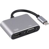 2in1 Type-C To 4K HDMI + VGA Çevirici ve Dönüştürücü Adaptör - 1-Siyah