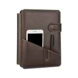2K 2027 Premium Tasarım Hediyelik Organizer Ajanda Telefon Kılıflı 15x21 4 Delikli Tarihli Çizgili 4 Halkalı Vegan Deri 20x26 cm. - Kahve
