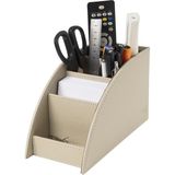 2K 21.5 X 10 X 12.5 cm Bej 4 Gözlü Suni Deri Masaüstü Organizer
