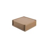 2K Bardak Altlığı,6’lı Set,Masaüstü Kare Cup Coaster,Vegan Suni Deri,11x11 cm.,Vizon