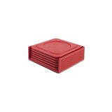 2K Bardak Altlığı,6’lı Set,Masaüstü Yuvarlak Cup Coaster,Vegan Suni Deri,11x11 cm.,Kırmızı