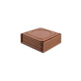 2K Bardak Altlığı,6’lı Set,Masaüstü Yuvarlak Cup Coaster,Vegan Suni Deri,11x11 cm.,Taba