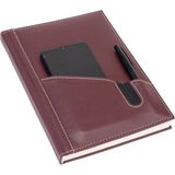 2K Deri Telefon Kılıflı Kapak Defter Tarihsiz Çizgili Bordo 17x24 cm Ajanda