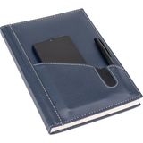 2K Deri Telefon Kılıflı Kapak Defter Tarihsiz Çizgili Lacivert 17x24 cm Ajanda