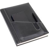 2K Deri Telefon Kılıflı Kapak Defter Tarihsiz Çizgili Siyah 17x24 cm Ajanda