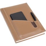 2K Deri Telefon Kılıflı Kapak Defter Tarihsiz Kareli Vizon 17x24 cm Ajanda