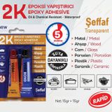 2K Guclu Epoksi Yapistirici Metal Plastik Cam Dekoratif Isler Icin Cam Yapistirici 15+15 Gr