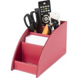 2K Kalemlik ve Kumandalık Suni Deri Masaüstü Organizer 4 Gözlü 21,5X10X12,5 cm - Fuşya