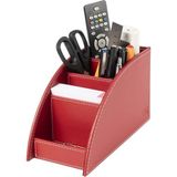 2K Kalemlik ve Kumandalık Suni Deri Masaüstü Organizer 4 Gözlü 21,5X10X12,5 cm - Kırmızı