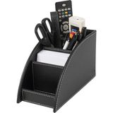2K Kalemlik ve Kumandalık Suni Deri Masaüstü Organizer 4 Gözlü 21,5X10X12,5 cm - Siyah