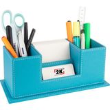 2K Masaüstü Deri Organizer Kalemlik 4 Gözlü Desktop Organizer Rainbow Vegan 10x12x25 cm. Turkuaz