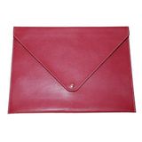 2K PU Deri A4 Dosya Klasörü Belge Tutucu Su Geçirmez Portföy Zarf Dosya Klasör Kılıf Çıtçıtlı Dosya 25,5X33,5 CM -KIRMIZI