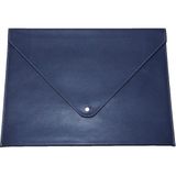 2k Pu Deri A4 Dosya Klasörü Belge Tutucu Su Geçirmez Portföy Zarf Dosya Klasör Kılıf Çıtçıtlı Dosya 25,5X33,5 cm -Lacivert - 41 Delft Blue
