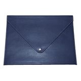 2K PU Deri A4 Dosya Klasörü Belge Tutucu Su Geçirmez Portföy Zarf Dosya Klasör Kılıf Çıtçıtlı Dosya 25,5X33,5 CM -LACİVERT