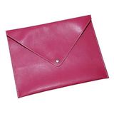 2K PU Deri A5 KÜÇÜK BOY Dosya Klasörü Belge Tutucu Su Geçirmez Portföy Zarf Dosya Klasör Kılıf A5 Çıtçıtlı Dosya 19,5X24,7 CM - FUŞYA