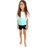 2kids2mom Batik Desenli Saf Pamuk Kumaştan Kız Çocuk Crop Tshirt Yeşil 8-9 Yaş