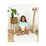 2kids2mom Batik Desenli Saf Pamuk Kumaştan Kız Çocuk Crop Tshirt Yeşil 9-10 Yaş
