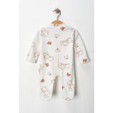 2'li %100 Pamuklu Patikli Ayıcık Desenli Yenidoğan Tulum Seti | Çıtçıtlı | 0-3-6 Ay | Unisex - Renkli